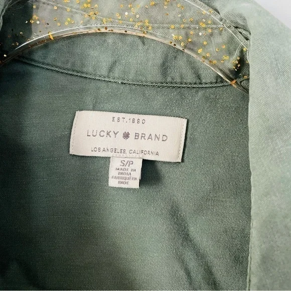 Lucky Brand Olive Green Button Up Shirt Small Boho Utility Casual Fall Top - Picture 3 of 9